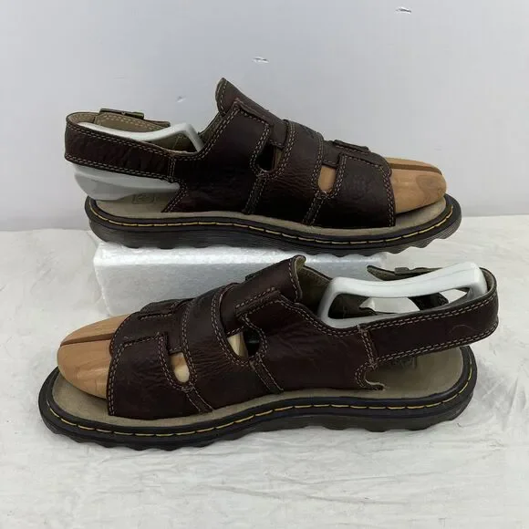 Dr. Martens Men Sz 11 Vtg Y2K Brown AirWare Chunky Fisherman Leather Sandals EUC - Picture 2 of 12
